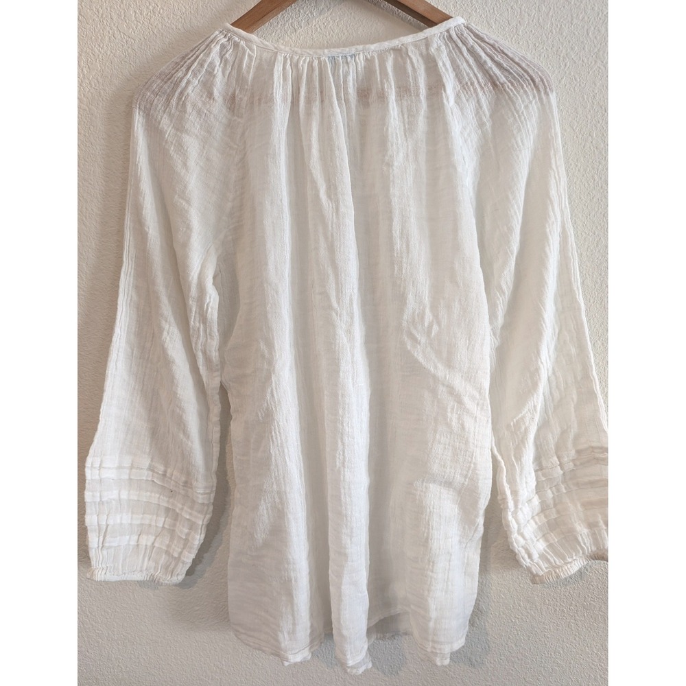 Sundance 100% Cotton Gauze Peasant Blouse | Ecru | Pintuck | Boho | Medium - Picture 2 of 8